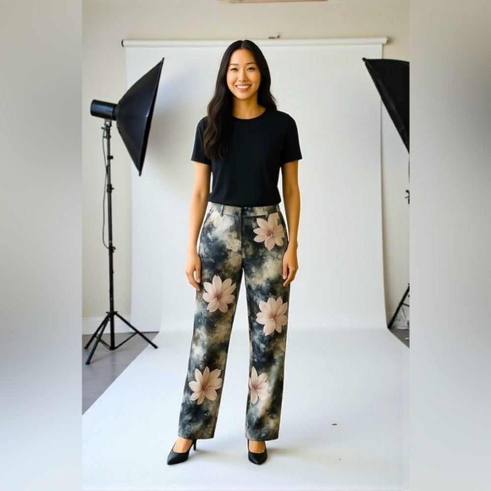 L’Atiste by Amy Silky Floral Print Pleated Front Pants 🤍🩷🖤🩵🤎